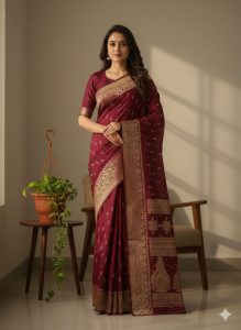 Deep Maroon Bandhani Silk - Red/Silk