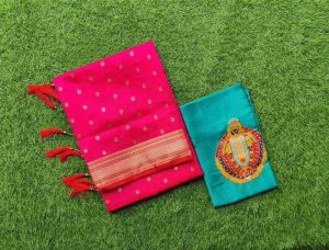 Marigold Floral Paithani Saree – YellowCotton-1