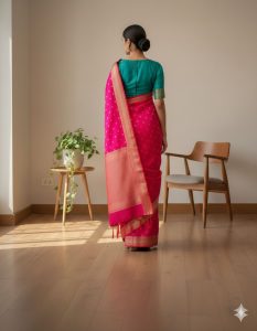 Marigold Floral Paithani Saree – YellowCotton-3
