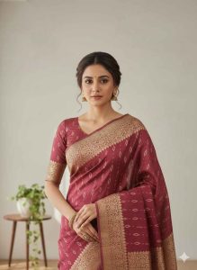 Maroon Gold Bandhani Silk – RedSilk-3