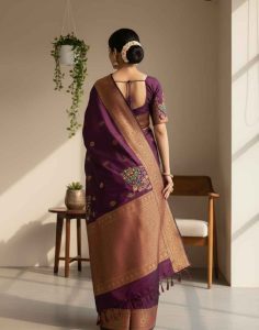 Regal Plum Banarasi Silk Saree – PurpleSilk-2