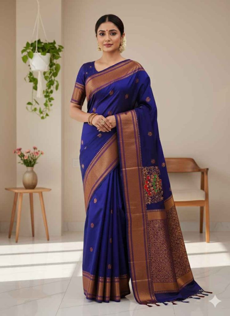 Royal Blue Banarasi Weave – Blue/Banarasi