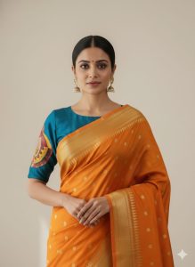 Woven Orange Gold Kanjivaram – YellowWoven-4