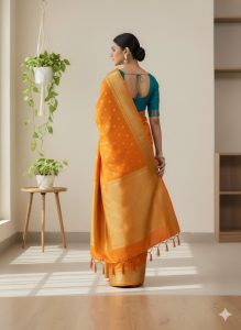 Woven Orange Gold Kanjivaram – YellowWoven-5
